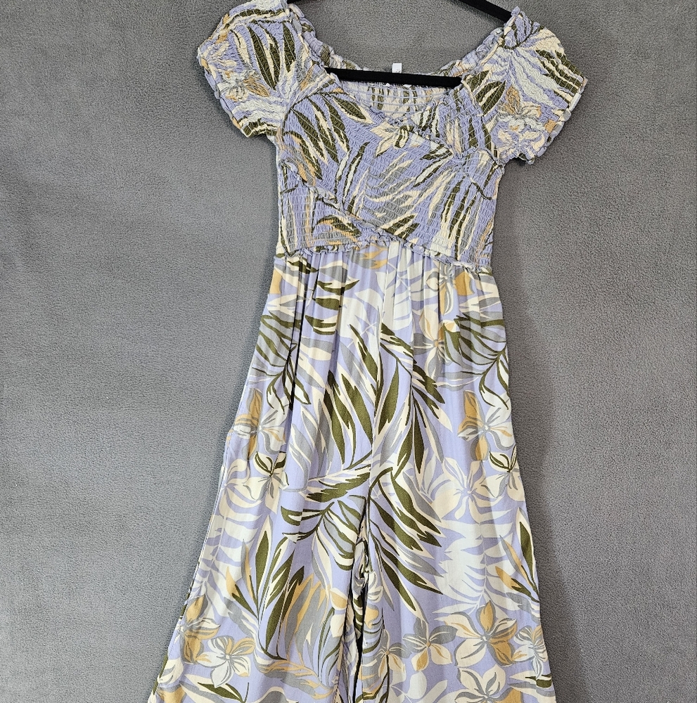 Patrons Of Peace Womens XS Jumpsuit Wide Leg Vacation Of The Shoulder Coastal